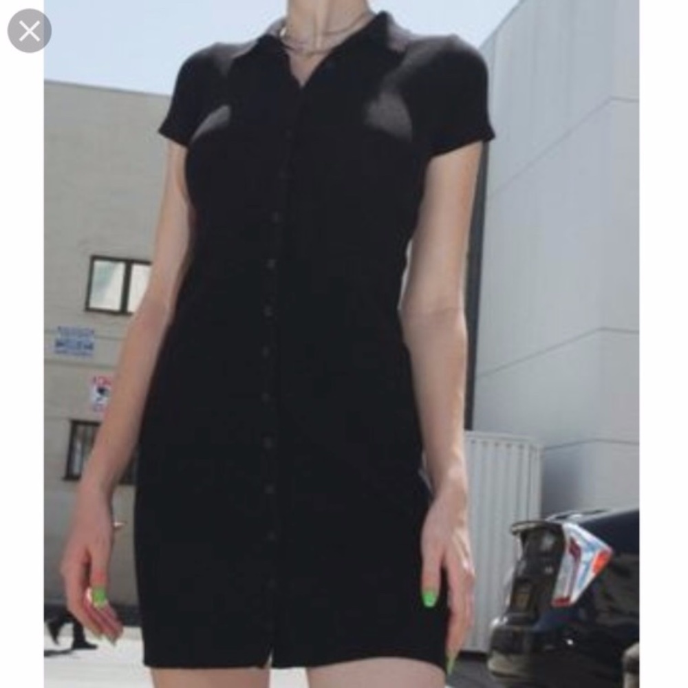 Brandy Melville Caroline Dress Black Button Up